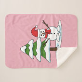 Schneemann mit Snowy Pine Tree Sherpadecke (Vorderseite (Horizontal))