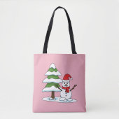 Schneemann mit Snowy Pine Tree Tasche (Vorderseite)