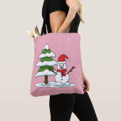 Schneemann mit Snowy Pine Tree Tasche (Von Nahem)
