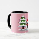 Schneemann mit Snowy Pine Tree Tasse (Vorderseite Links)