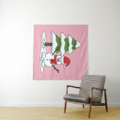 Schneemann mit Snowy Pine Tree Wandteppich (Beispiel (Horizontal))