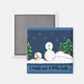 Schneemann mit Spruch Magnet (Vorderseite/Rückseite)