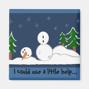 Schneemann mit Spruch Magnet