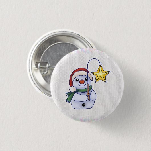 Schneemann mit Stern Button (Vorne & Hinten)