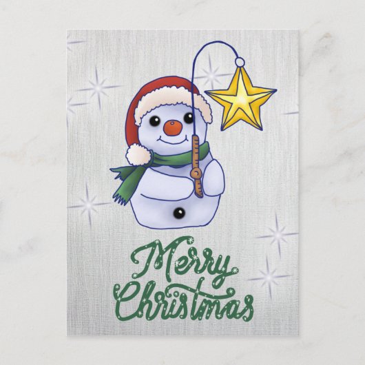 Schneemann mit Stern Postkarte (Vorderseite)