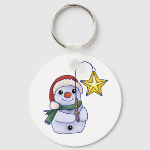 Schneemann mit Stern Schlüsselanhänger