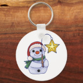 Schneemann mit Stern Schlüsselanhänger (Vorderseite)