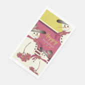 Schneemann mit Streifen Serviette (Ecke)