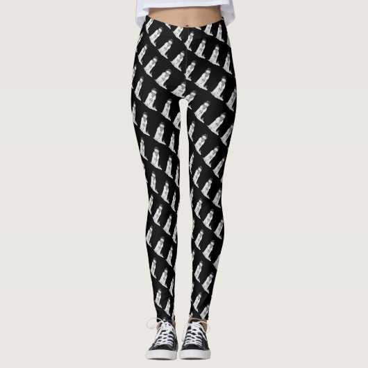 Schneemann mit Strumpf-Schwarz-Weiß-Weihnachten Leggings (Vorderseite)