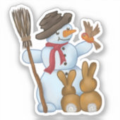 Schneemann mit Tieren  Aufkleber (Vorderseite)