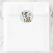 Schneemann mit Tieren  Runder Aufkleber (Tasche)