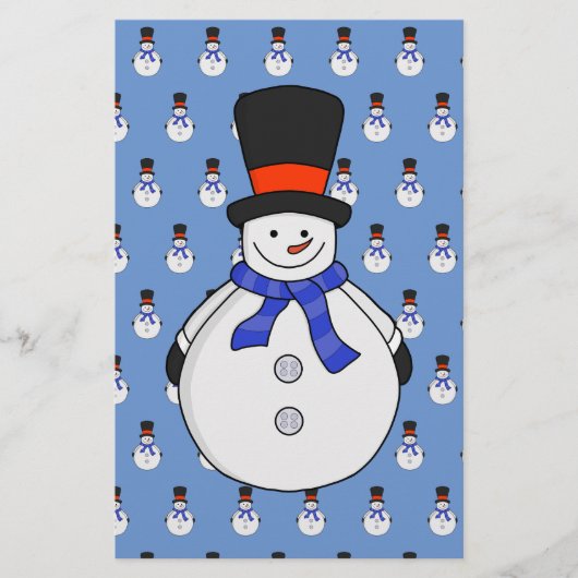 Schneemann mit Tophut Briefpapier (Vorderseite)