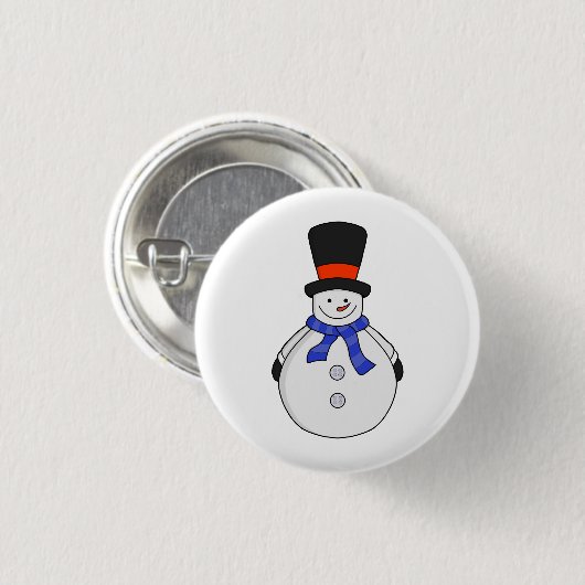 Schneemann mit Tophut Button (Vorne & Hinten)