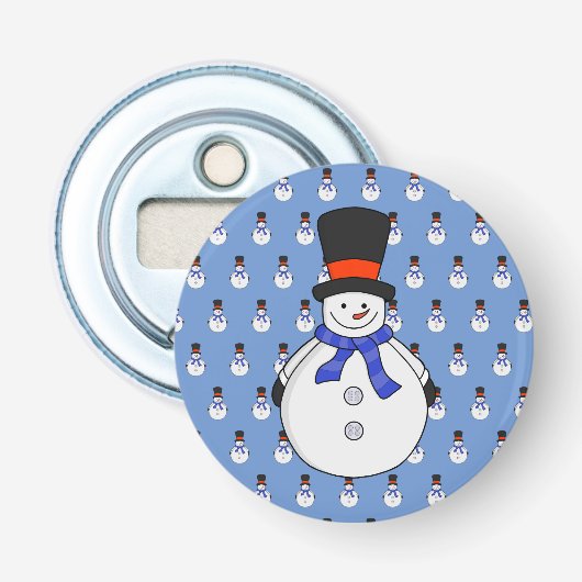 Schneemann mit Tophut Flaschenöffner (Vorderseite)