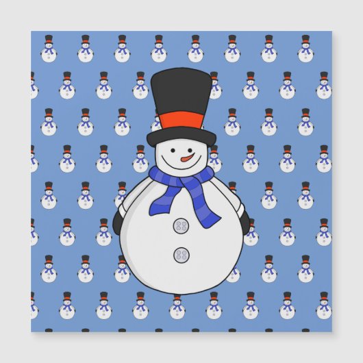 Schneemann mit Tophut Magnetkarte (Vorderseite)