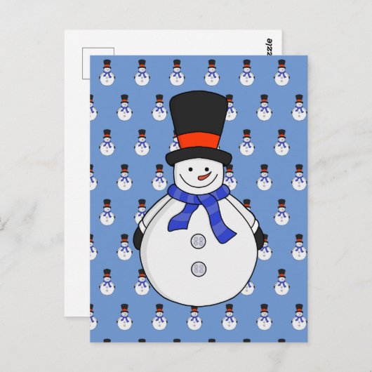 Schneemann mit Tophut Postkarte (Vorne/Hinten)