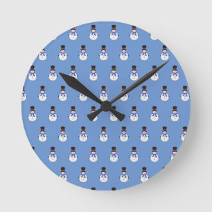 Schneemann mit Tophut Runde Wanduhr