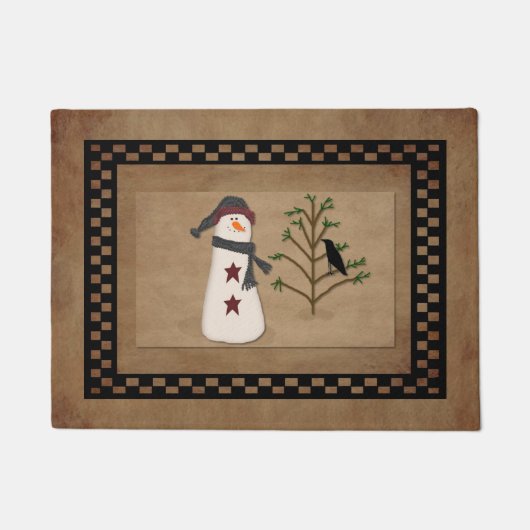 Schneemann mit Tree Door Mat Fußmatte (Vorderseite)