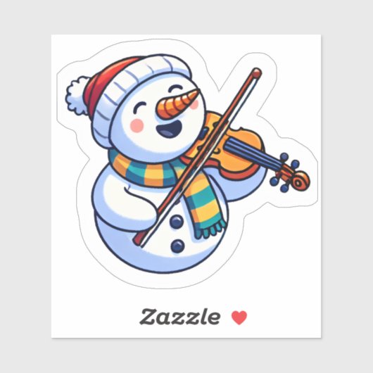 Schneemann mit Violine zu Weihnachten Aufkleber (Blatt)