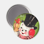 Schneemann mit Vogel Magnet (Vorderseite/Rückseite)