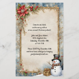 Schneemann mit Weihnachten Einladung