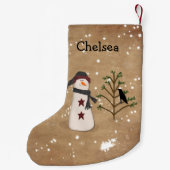 Schneemann mit Weihnachtsbaum Strumpf Kleiner Weihnachtsstrumpf (Rückseite)