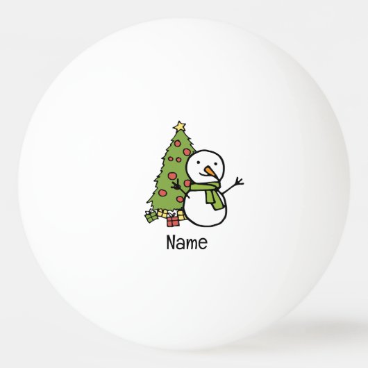 Schneemann mit Weihnachtsbaum Tischtennisball (Vorderseite)