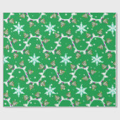 Schneemann mit Weihnachtsbaum und Geschenke Wrappi Geschenkpapier (Flach)