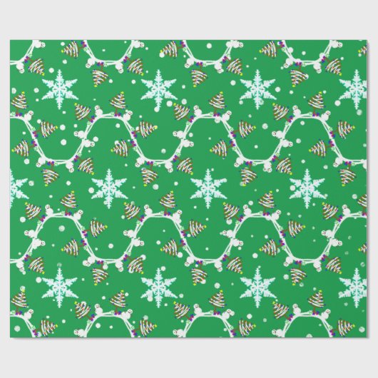 Schneemann mit Weihnachtsbaum und Geschenke Wrappi Geschenkpapier (Flach)