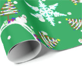 Schneemann mit Weihnachtsbaum und Geschenke Wrappi Geschenkpapier (Rolleneckpunkt)