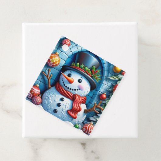 Schneemann mit Weihnachtsdeko - Geschenkanhänger (Beispiel)