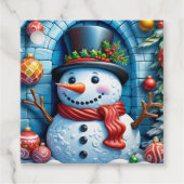 Schneemann mit Weihnachtsdeko - Geschenkanhänger (Vorderseite)