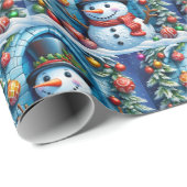Schneemann mit Weihnachtsdeko -  Geschenkpapier (Rolleneckpunkt)