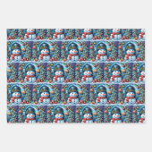 Schneemann mit Weihnachtsdeko -  Geschenkpapier Set (Vorderseite 3)