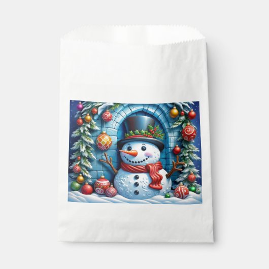 Schneemann mit Weihnachtsdeko -  Geschenktütchen (Vorderseite)