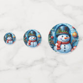 Schneemann mit Weihnachtsdeko - Konfetti (Vorderseiten)