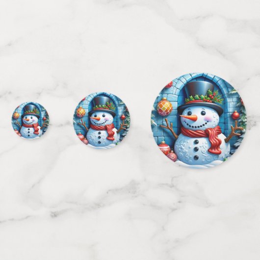 Schneemann mit Weihnachtsdeko - Konfetti (Rückseiten)