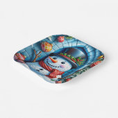 Schneemann mit Weihnachtsdeko - Pappteller (Gewinkelt)