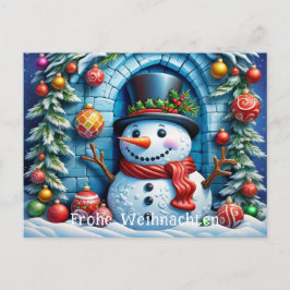 Schneemann mit Weihnachtsdeko -  Postkarte