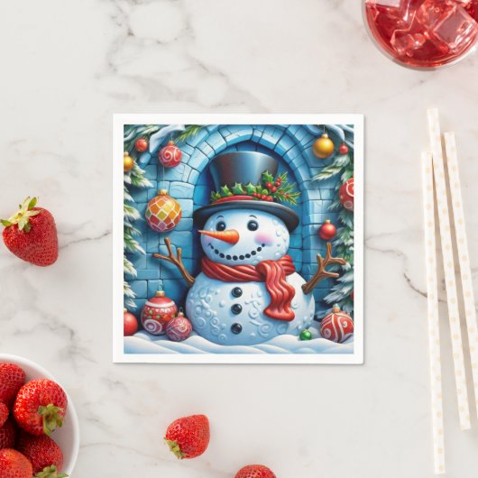 Schneemann mit Weihnachtsdeko - Serviette (Beispiel)