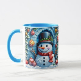 Schneemann mit Weihnachtsdeko -  Tasse