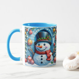 Schneemann mit Weihnachtsdeko -  Tasse