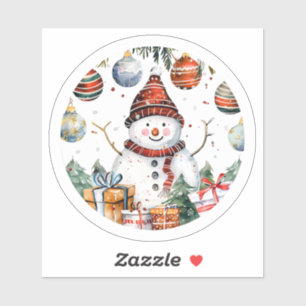 Schneemann mit Weihnachtsdekor Aufkleber