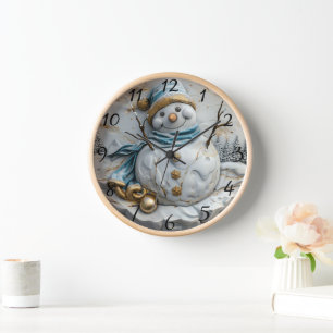 Schneemann mit Weihnachtsfreude Uhr