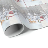 Schneemann mit Weihnachtskranz für einen Hirsch Geschenkpapier (Rolleneckpunkt)