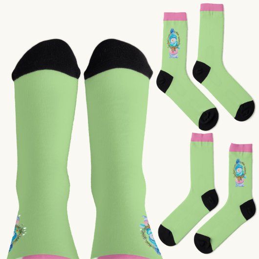 Schneemann mit Weihnachtskranz Socken