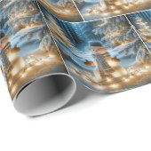 Schneemann mit Weihnachtslicht Geschenkpapier (Rolleneckpunkt)