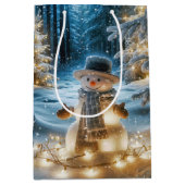 Schneemann mit Weihnachtslicht Mittlere Geschenktüte (Vorderseite)