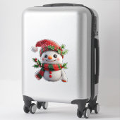 Schneemann mit Weihnachtsmannmütze Aufkleber (Koffer)