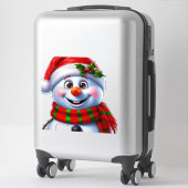 Schneemann mit Weihnachtsmannmütze Aufkleber (Koffer)